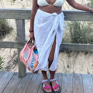 J. Crew White sarong/cover up skirt